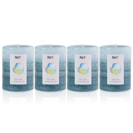 Pier 1 Sea Air Layered 3x4 Set of 4 Pillar Candles